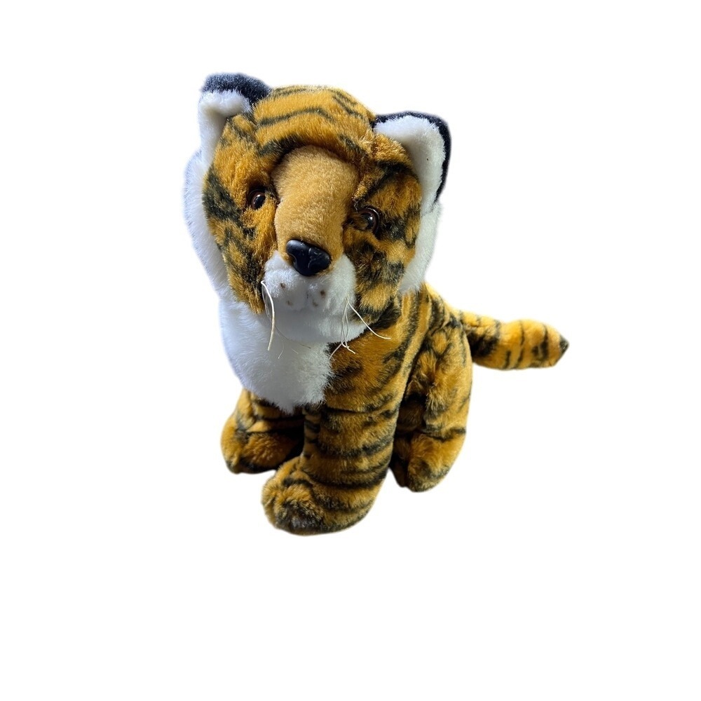 Vintage‎ Tiger Plush Stuffed Animal Toy Striped Realistic Details Soft Cuddly
